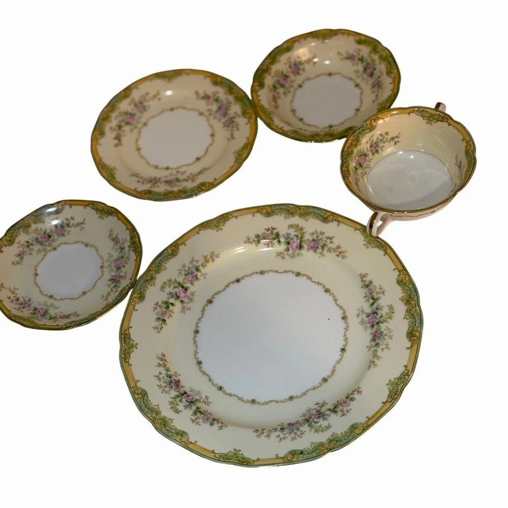 Noritake Hand Painted Floral Tea Cup Saucer Bowl Plate Set Japan Vintage